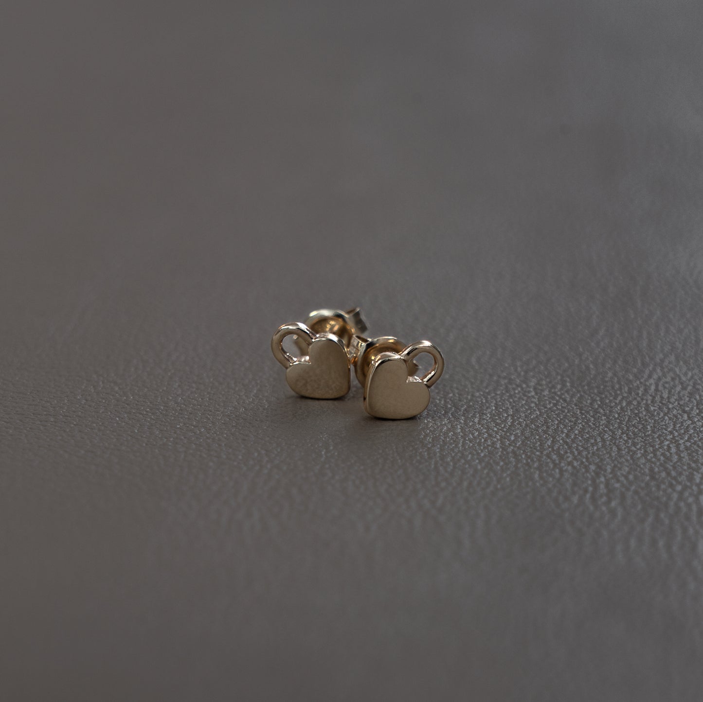 Locked Heart Yellow Gold Stud