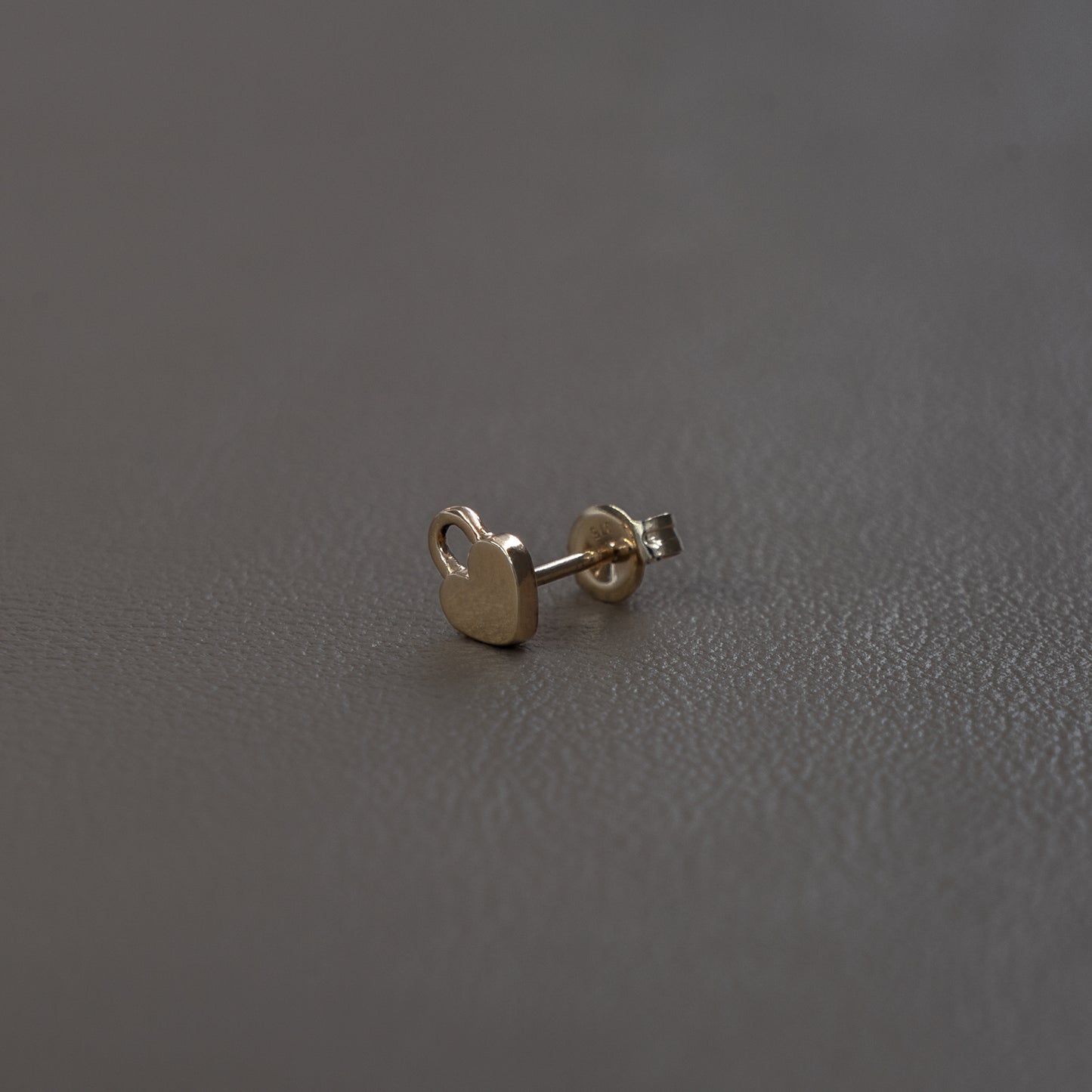 Locked Heart Yellow Gold Stud
