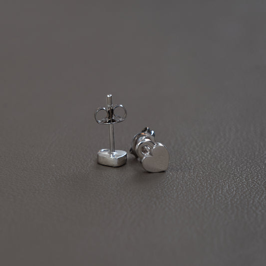 Locked Heart White Gold Stud